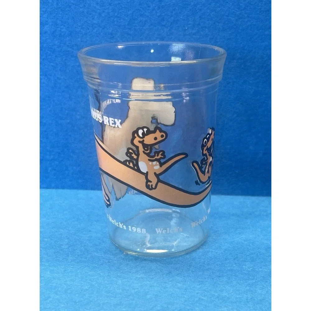 Welch's Jelly Jar Glass 1988 Tyrannosaurus Rex‎ Dinosaur Vintage!